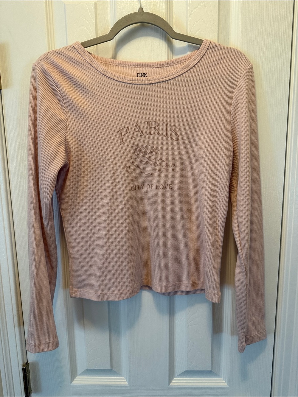 Pink Republic Dusty Pink 'Paris City of Love' Waffle Long Sleeve Tee